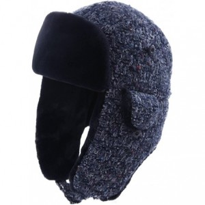 Bomber Hats Ladies Earflap Trapper Hat Faux Fur Hunting Hat Fleece Lined Thick Knitted - 89366_navy - CB1873KRCX5 $51.51