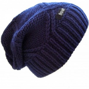 Skullies & Beanies Slouchy Beanie for Women - Plush Knitted Winter Hat Stocking Cap M113NF - Navy Blue - CJ11FNP3QDH $25.94