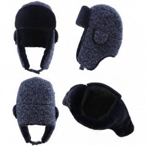 Bomber Hats Ladies Earflap Trapper Hat Faux Fur Hunting Hat Fleece Lined Thick Knitted - 89366_navy - CB1873KRCX5 $48.62