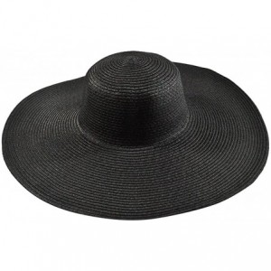 Sun Hats Floppy Wide Brim Straw Hat Women Summer Beach Cap Sun Hat - Black - CC18DQU7WT3 $27.00