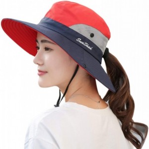 Sun Hats Large Wide Brim Sun Hat for Women-Summer Hats for Beach Garding-Floppy - 9a1-red - C818TTG9N5G $18.01
