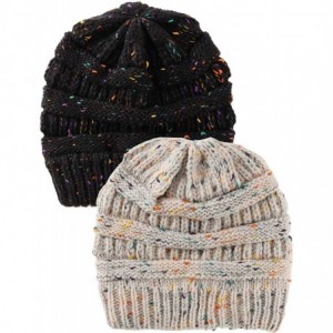 Skullies & Beanies Women's Beanie Winter Confetti Warm Chunky Soft Stretch Cable Knit Ribbed Beanie Hat Skull Cap - CI18AGAX8...