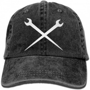 Baseball Caps Men&Women Adjustable Yarn-Dyed Denim Baseball Caps Ironworker Crossed Tools-1 Dad Hat - Black - CU18I4Z6LZR $30.70