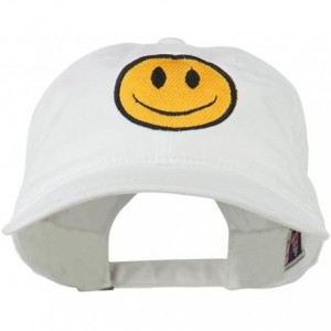 Baseball Caps Smile Face Embroidered Washed Cap - White - C311LBME7BL $50.49
