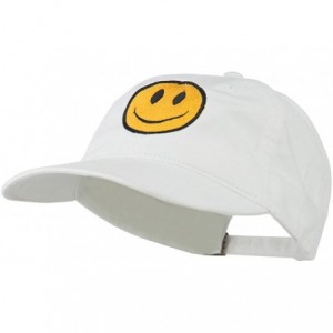 Baseball Caps Smile Face Embroidered Washed Cap - White - C311LBME7BL $45.14