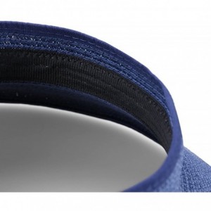 Visors Roll up Straw Wide Brim Bowknot Beach Sun Hat Visor - Navy Blue - CO12I60D8GP $29.43