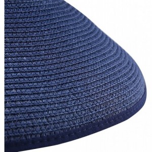 Visors Roll up Straw Wide Brim Bowknot Beach Sun Hat Visor - Navy Blue - CO12I60D8GP $29.43