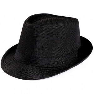 Sun Hats Straw Hat Men Women chaofanjiancai Hats Outdoor Gangster Trilby Cap Beach Sun hat Band Plain - Black - CU18EQKE70O $...