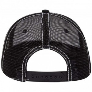 Baseball Caps Garment Washed Cotton Twill 6 Panel Low Profile Mesh Back Trucker Hat - Blk/Wht/Blk - C4180D4QZGK $20.91