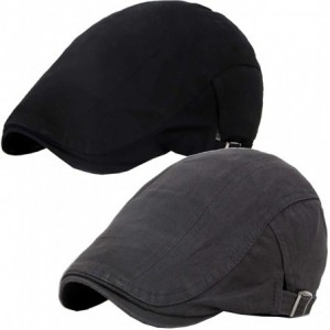 Newsboy Caps Mens Solid Beret Hat Plain Cabbie Classic Newsboy Flat Ivy Cap - 2pack-black/Dark Grey - CE18Q7L37LL $23.66