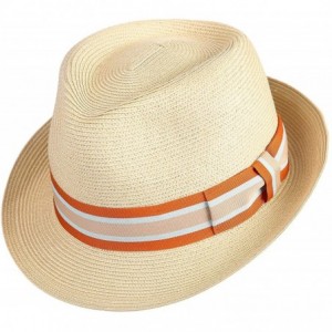 Fedoras Men's Trilby Havana Straw Fedora Panama Sun Hat Cuban Hats Nature - CC18NZZCWLS $47.46