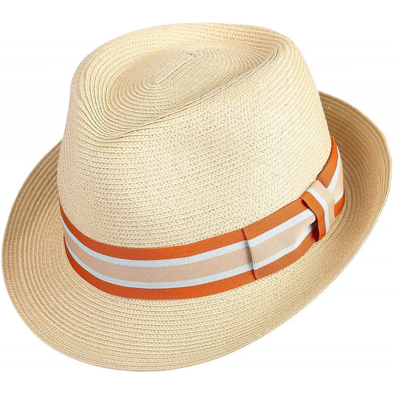 Fedoras Men's Trilby Havana Straw Fedora Panama Sun Hat Cuban Hats Nature - CC18NZZCWLS $41.31