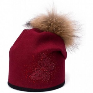 Skullies & Beanies Womens Cashmere Wool Beanie Skull Ski Cap Winter Hat Butterfly T301 - Red - CO188AUHRKU $28.74
