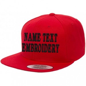 Baseball Caps Yupoong Snapback Hat Custom Flat Embroidery Cap Personalized Name Text Flat Bill Wool - Red - CE180KE7YGH $39.50