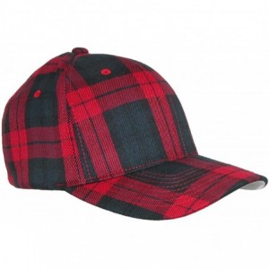 Baseball Caps Men's Cotton Tartan Plaid Stretch Fit Baseball Hat - Black_red - CQ11SN60L95 $27.97