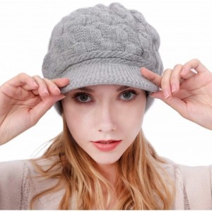 Skullies & Beanies Women Winter Warm Beanie Knit Hat Soft Lined Snow Ski Caps with Visor Grey - CH18A40I4TK $27.26