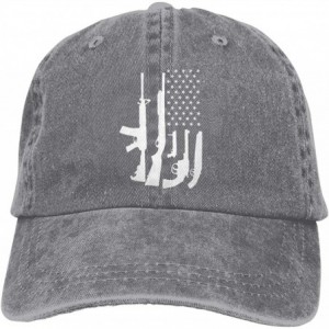 Baseball Caps Men's American Flag with Machine Gun Hat Washed Adjustable Baseball Ca - American Flag - Gray - C61963XXYG8 $19.28
