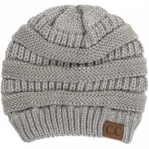 Skullies & Beanies Warm Soft Cable Knit Skull Cap Slouchy Beanie Winter Hat (Metallic Silver) - C0186AO30MA $21.85