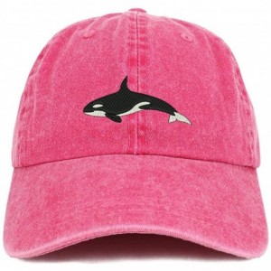 Baseball Caps Orca Killer Whale Embroidered Pigment Dyed 100% Cotton Cap - Fuchsia - C018SU3KKCD $38.36