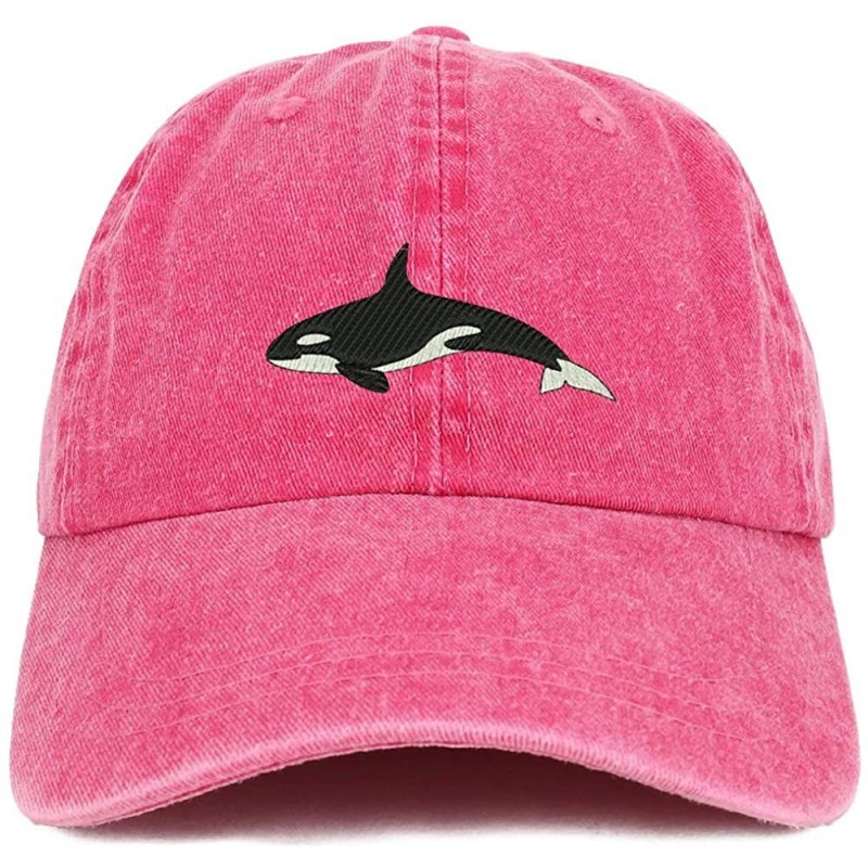 Baseball Caps Orca Killer Whale Embroidered Pigment Dyed 100% Cotton Cap - Fuchsia - C018SU3KKCD $32.69