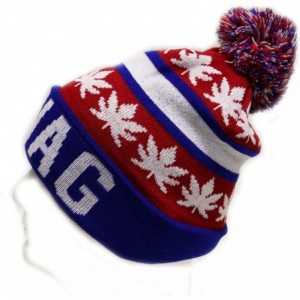 Skullies & Beanies Sk1162 Swag Leaves Pom Pom Beanie Hats - Red/Royal - CT11PLATYWP $26.50
