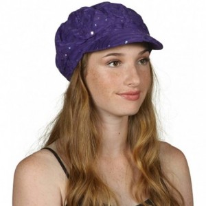 Newsboy Caps Glitter Sequin Trim Newsboy Hat - Purple - CP11TN479N7 $22.43