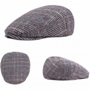 Newsboy Caps Mens Woolen Plaid Flat Ivy Newsboy Cabbie Gatsby Paperboy Hats Caps for Men - Grey1 - CP18IO244I8 $22.18