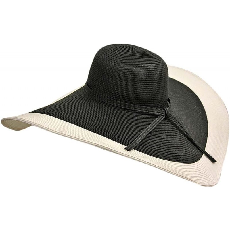 Sun Hats Black & White Floppy Hat with Wide Brim - CU11CHE3HIB $84.75