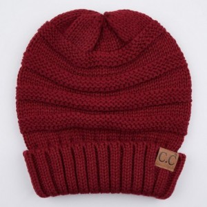 Skullies & Beanies Hatsandscarf Exclusives Unisex Beanie Oversized Slouchy Cable Knit Beanie (HAT-100) - Burgundy Solid - C81...