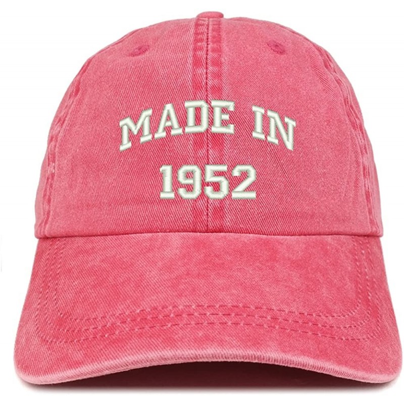 Baseball Caps Made in 1952 Text Embroidered 68th Birthday Washed Cap - Red - CV18C7HQ3Y3 $33.70
