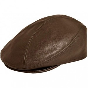 Newsboy Caps Genuine Made in The USA Leather Ivy Flat Cap - Brown - CF119EBLQ0B $56.84