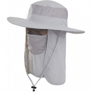 Sun Hats Mens Outdoor Sun Protection Wide Brim Bucket Sun hat fishmen Cap with Neck Face Flap - Grey - CT18DRTCSRY $29.02