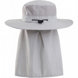 Sun Hats Mens Outdoor Sun Protection Wide Brim Bucket Sun hat fishmen Cap with Neck Face Flap - Grey - CT18DRTCSRY $33.79
