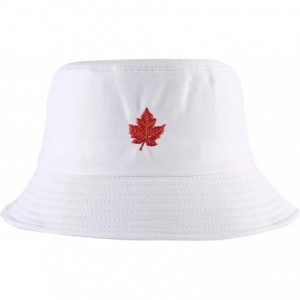 Bucket Hats Unisex Fashion Embroidered Bucket Hat Summer Fisherman Cap for Men Women - Leaf White - CQ18SNL6L2I $30.95