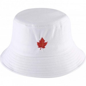 Bucket Hats Unisex Fashion Embroidered Bucket Hat Summer Fisherman Cap for Men Women - Leaf White - CQ18SNL6L2I $30.95
