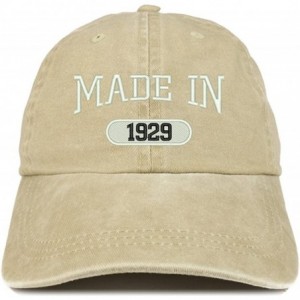 Baseball Caps Made in 1929 Embroidered 91st Birthday Washed Baseball Cap - Khaki - CW18C7I77D8 $34.33