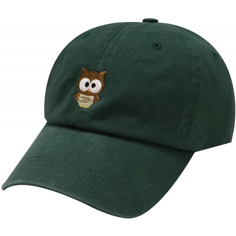 Baseball Caps Cute Owl Cotton Baseball Cap - Hunter Green - CF12JGTOTGX $23.24