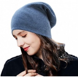 Skullies & Beanies Women Men Slouch Skull Cap Oversize Knit Beanie Hat Long Baggy Hip-hop Winter Summer Hat - Denim Blue - CD...
