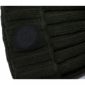 Skullies & Beanies Women's and Girls Ribbed Slouchy Beanie Warm Winter Hat Large Genuine Fur Pompom - Olive - CV18LGA5GSD $62.00