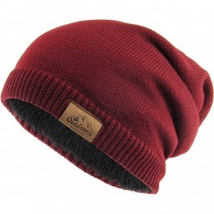 Skullies & Beanies Super Warm Slouchy Fleeced Long Beanie Warm Fur Lined Winter Knit Hat Thick Skull Cap - CS18GL87ZA9 $23.13