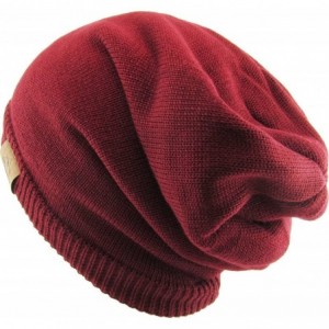 Skullies & Beanies Super Warm Slouchy Fleeced Long Beanie Warm Fur Lined Winter Knit Hat Thick Skull Cap - CS18GL87ZA9 $21.94