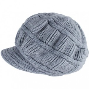 Skullies & Beanies Women's Winter Warm Hat Crochet Slouchy Beanie Knitted Caps with Visor - B-grey - CN18HK738Y0 $28.14