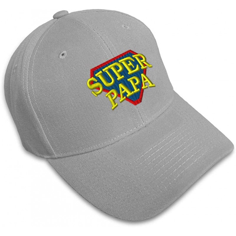 Baseball Caps Custom Baseball Cap Super Papa Embroidery Dad Hats for Men & Women Strap Closure - Gray - CQ18SDYHZ79 $20.17