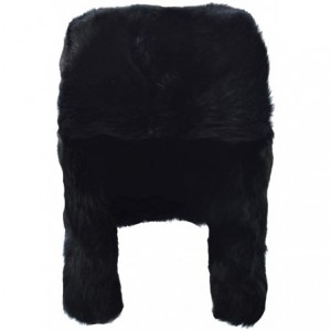 Bomber Hats Men's Rabbit Fur Trapper Hat Ear Flaps Russian Style Ushanka Hat - Black Rabbit Fur - C518H88XUOH $49.48