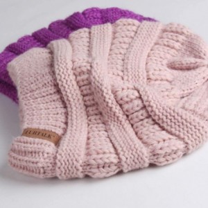 Skullies & Beanies Womens Winter Knit Slouchy Beanie Hat Warm Skull Ski Cap Faux Fur Pom Pom Hats for Women - CA18U9DZ2XQ $26.11