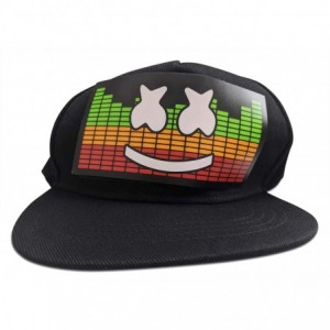 Baseball Caps Flashing LED Hats - Sound Activated Baseball Cap with Lights - Smiley - CK18A9HU673 $43.85