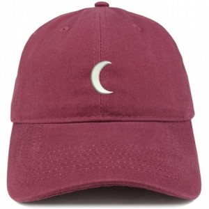 Baseball Caps Crescent Moon Embroidered Soft Low Profile Adjustable Cotton Cap - Maroon - CZ185HROH7T $32.80