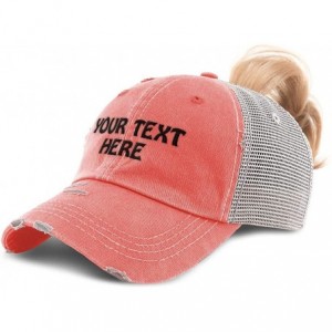Baseball Caps Womens Ponytail Cap Custom Personalized Text & Name Distressed Moms Trucker Hats - Coral - C0195SOUUN6 $38.65