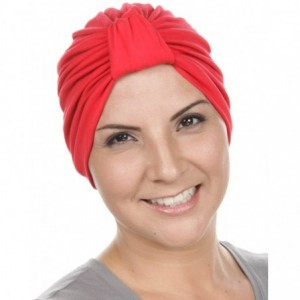 Skullies & Beanies Classic Cotton Turban Soft Pleated Chemo Cap for Women with Cancer Hair Loss - 04- True Red - CM11K4JDDV7 ...