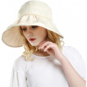 Visors Women's Wide Brim Sun UV Protection Visor Hats for Beach Fishing - A-beige - CN18NWTOACL $22.44
